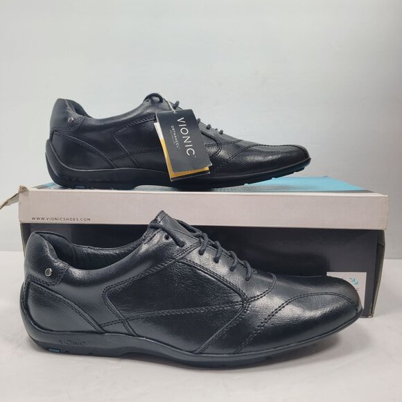 Vionic Hunter Men's Black Leather Casual Shoes US Size 7 NWT - Picture 1 of 10